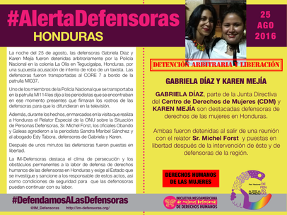#AlertaDefensoras gabriela diaz y karen mejia (25082016)