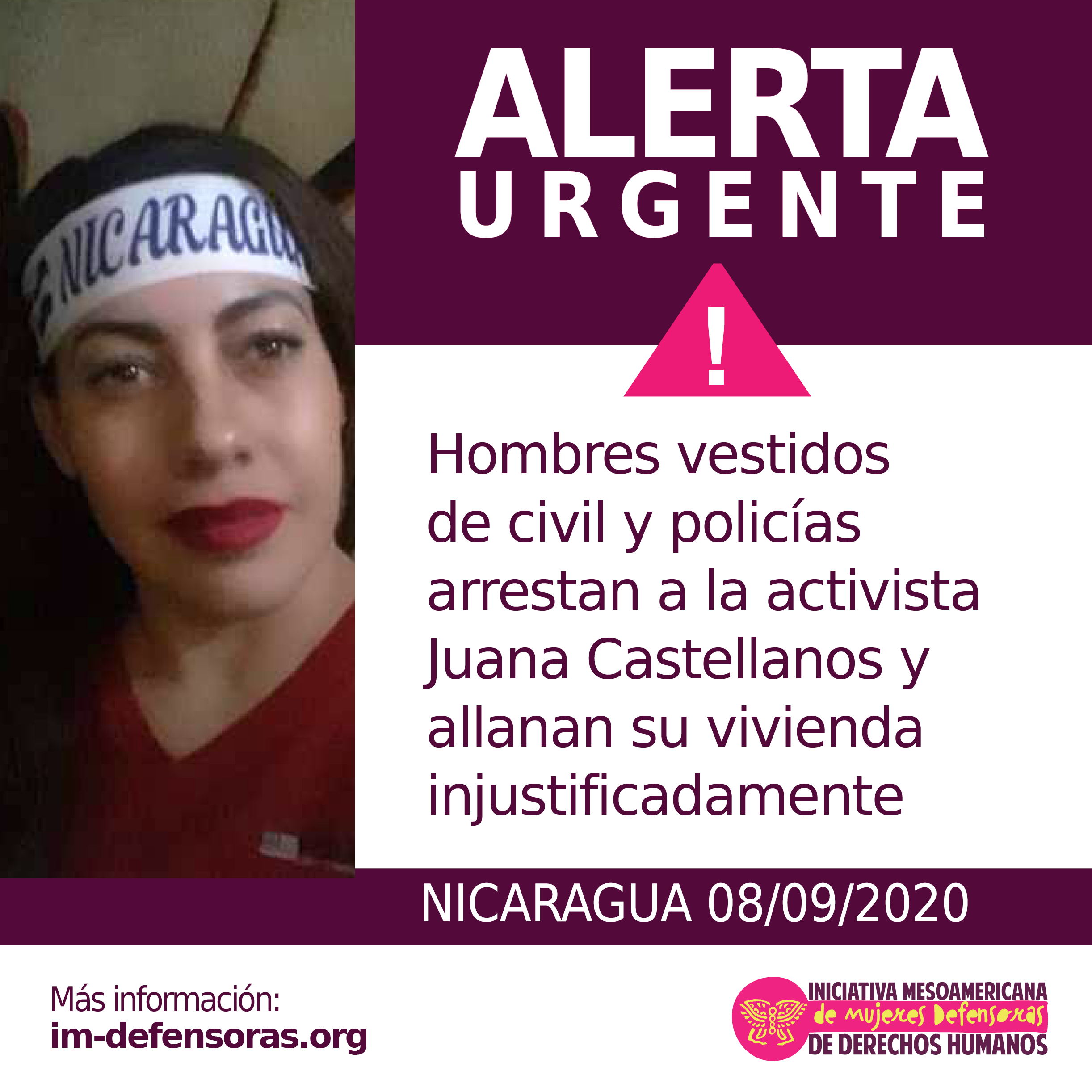 Alerta Urgente Nicaragua Juana Castellanos