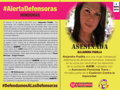 Postal #AlertaDefensoras Alejandra Padilla (03052016)