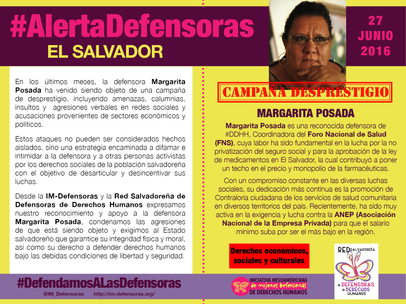 #AlertaDefensoras EL SALVADOR / Campaña de desprestigio contra Margarita Posada, Coordinadora del Foro Nacional de Salud (FNS)