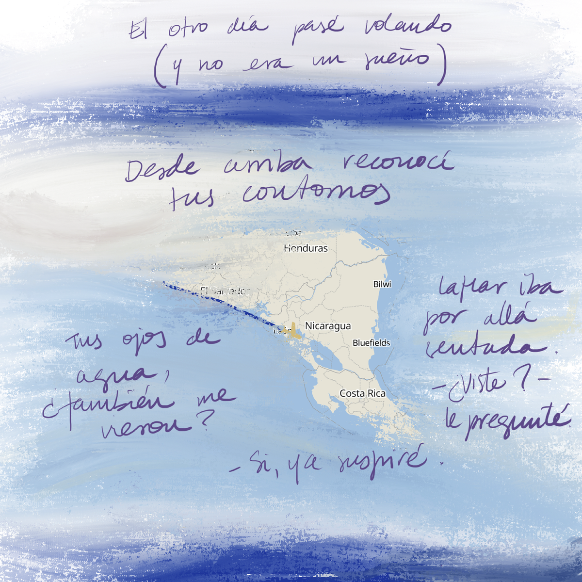 Un mapa intervenido con textos